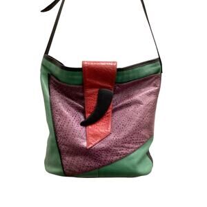 Vintage SHARIF Purse Women’s One Size Shoulder Bag Leather Zipper Multicolor